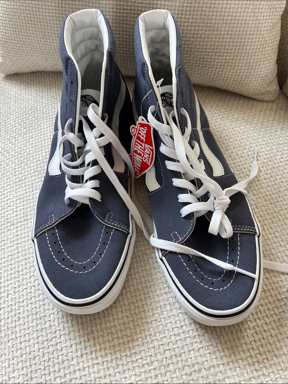 Vans Sk8-Hi High Top Sneakers - Blue & White